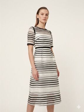 GOAT London Organza Stripe Midi Dress 2 Jane Atelier Black White⁠